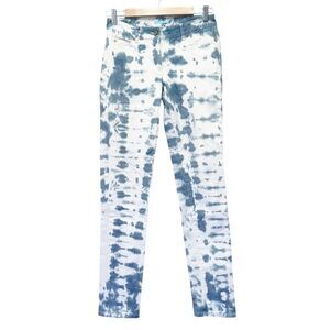 J. McLaughlin Jeans Shibori Tie Dye Slate Blue & Off-White Skinny Jeans Size 2